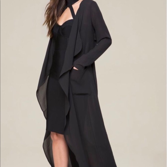 BeBe black Sheer belted long duster